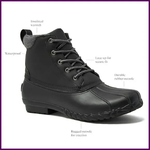 Men's Waterproof Insulated Duck Boots Winter Snow Rain Size 7-15